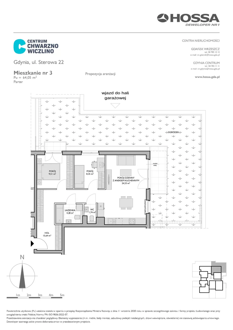 3 pokoje, mieszkanie 64,05 m², parter, oferta nr CCW/S22/3, Centrum Chwarzno - Wiczlino , Gdynia, Chwarzno-Wiczlino, ul. Fregatowa