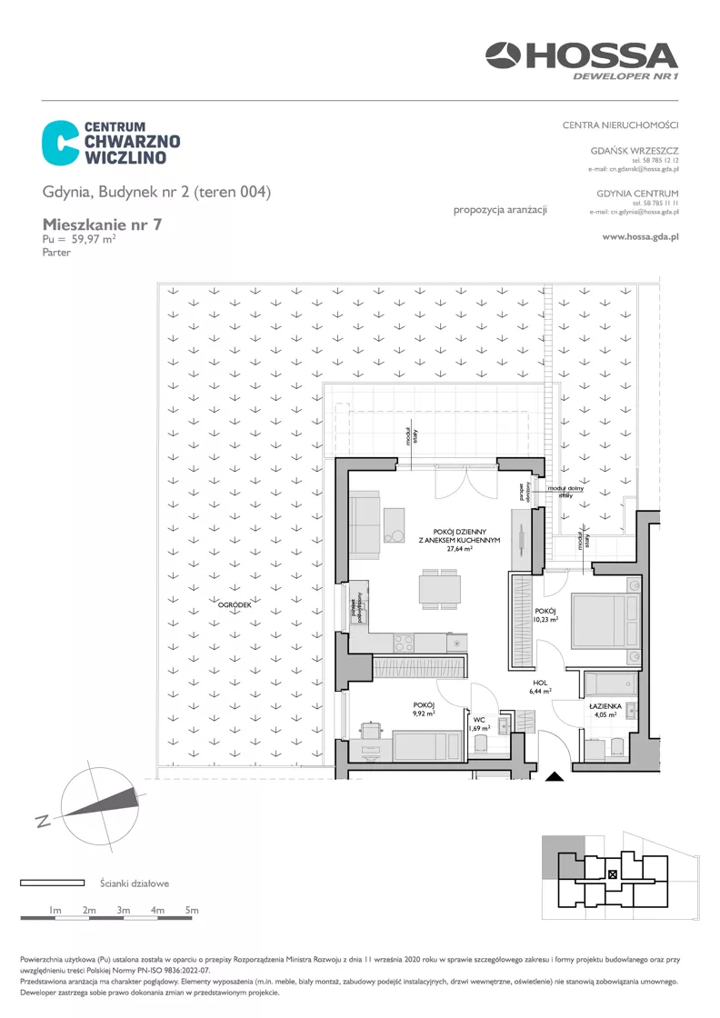 3 pokoje, mieszkanie 59,97 m², parter, oferta nr CCW/B2/7, Centrum Chwarzno - Wiczlino, Gdynia, Chwarzno-Wiczlino, ul. Fregatowa