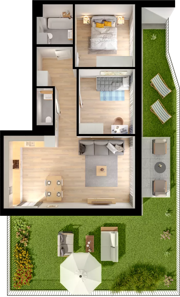 3 pokoje, mieszkanie 64,71 m², parter, oferta nr WW/B4/1, Welocity Wiczlino, Gdynia, Chwarzno-Wiczlino, ul. Jana Kazimierza