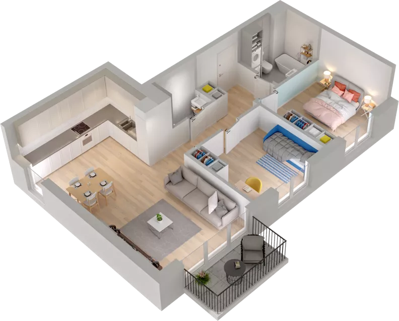 3 pokoje, mieszkanie 64,71 m², piętro 1, oferta nr WW/B4/15, Welocity Wiczlino, Gdynia, Chwarzno-Wiczlino, ul. Jana Kazimierza