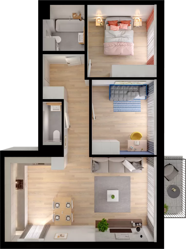 3 pokoje, mieszkanie 64,71 m², piętro 1, oferta nr WW/B4/15, Welocity Wiczlino, Gdynia, Chwarzno-Wiczlino, ul. Jana Kazimierza