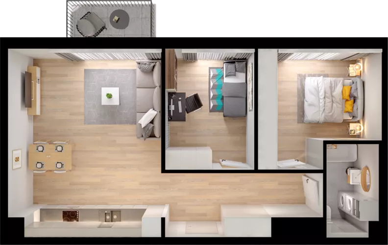 3 pokoje, mieszkanie 59,61 m², piętro 1, oferta nr WW/B4/22, Welocity Wiczlino, Gdynia, Chwarzno-Wiczlino, ul. Jana Kazimierza