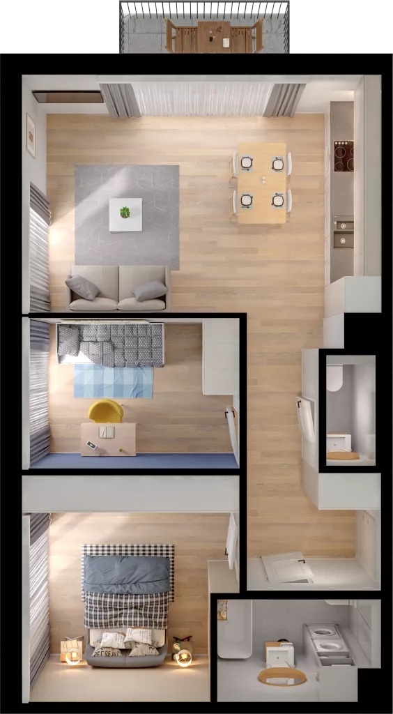 3 pokoje, mieszkanie 57,64 m², piętro 2, oferta nr WW/B4/31, Welocity Wiczlino, Gdynia, Chwarzno-Wiczlino, ul. Jana Kazimierza