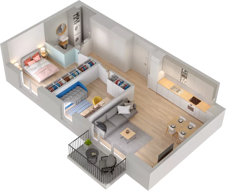 3 pokoje, mieszkanie 59,61 m², piętro 2, oferta nr WW/B4/36, Welocity Wiczlino, Gdynia, Chwarzno-Wiczlino, ul. Jana Kazimierza