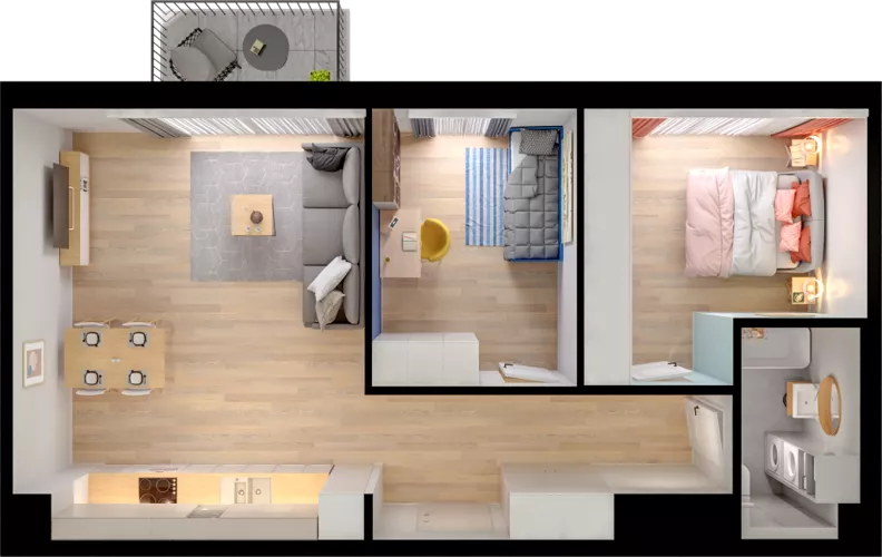 3 pokoje, mieszkanie 59,61 m², piętro 2, oferta nr WW/B4/36, Welocity Wiczlino, Gdynia, Chwarzno-Wiczlino, ul. Jana Kazimierza