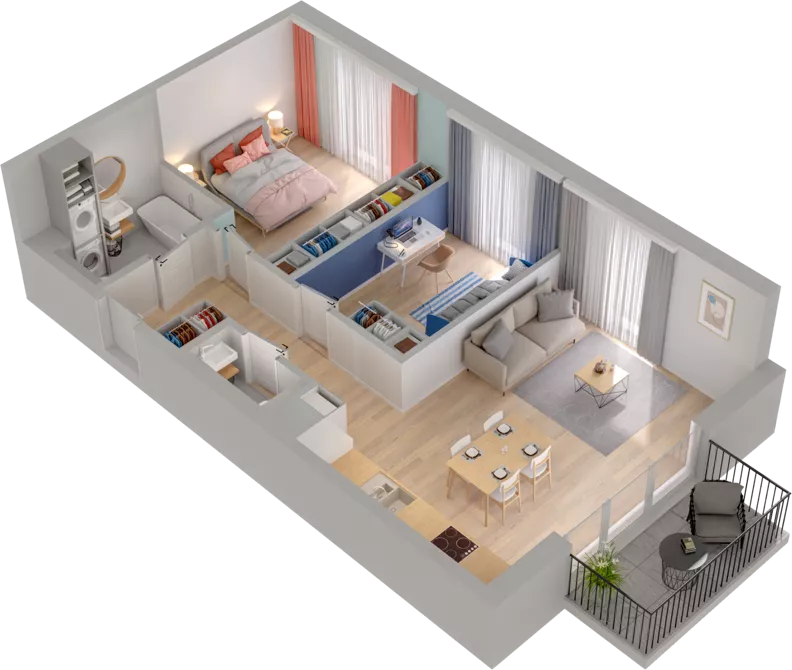 3 pokoje, mieszkanie 57,64 m², piętro 3, oferta nr WW/B4/45, Welocity Wiczlino, Gdynia, Chwarzno-Wiczlino, ul. Jana Kazimierza