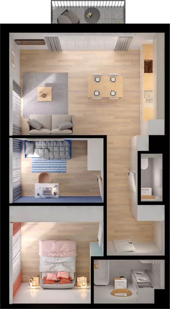 3 pokoje, mieszkanie 57,64 m², piętro 3, oferta nr WW/B4/45, Welocity Wiczlino, Gdynia, Chwarzno-Wiczlino, ul. Jana Kazimierza