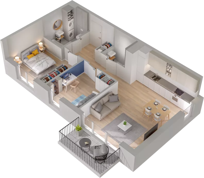 3 pokoje, mieszkanie 57,72 m², piętro 3, oferta nr WW/B4/52, Welocity Wiczlino, Gdynia, Chwarzno-Wiczlino, ul. Jana Kazimierza