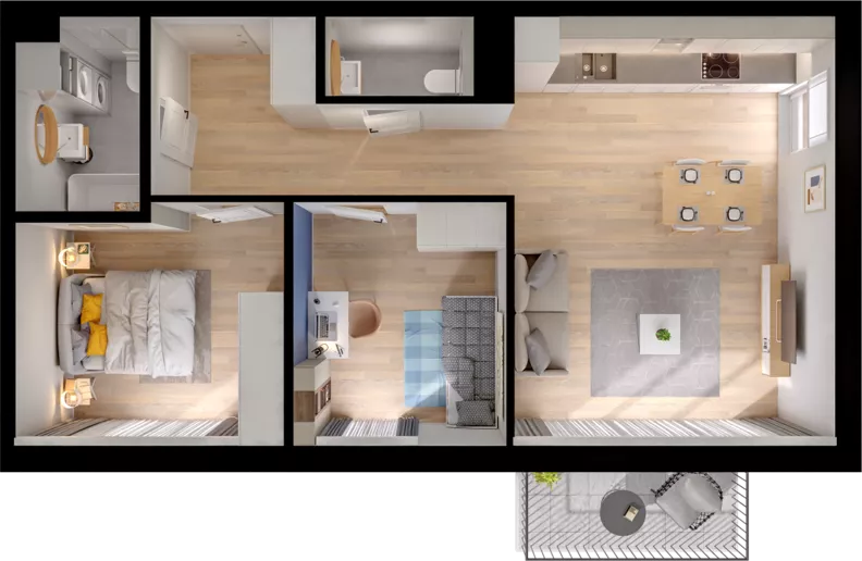 3 pokoje, mieszkanie 57,72 m², piętro 3, oferta nr WW/B4/52, Welocity Wiczlino, Gdynia, Chwarzno-Wiczlino, ul. Jana Kazimierza