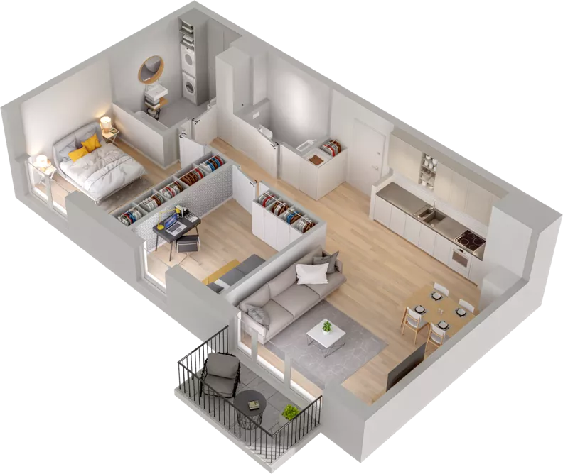 3 pokoje, mieszkanie 58,95 m², piętro 1, oferta nr WW/B5/24, Welocity Wiczlino, Gdynia, Chwarzno-Wiczlino, ul. Jana Kazimierza