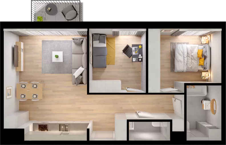 3 pokoje, mieszkanie 58,95 m², piętro 1, oferta nr WW/B5/24, Welocity Wiczlino, Gdynia, Chwarzno-Wiczlino, ul. Jana Kazimierza