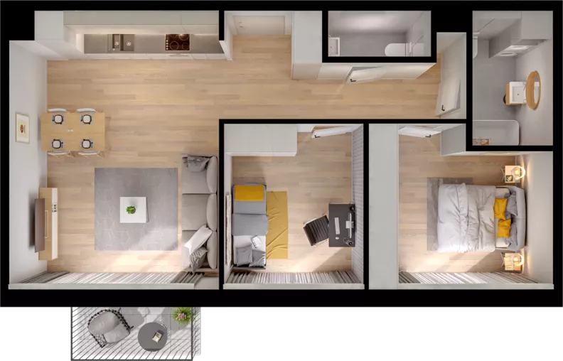 3 pokoje, mieszkanie 59,26 m², piętro 2, oferta nr WW/B5/30, Welocity Wiczlino, Gdynia, Chwarzno-Wiczlino, ul. Jana Kazimierza