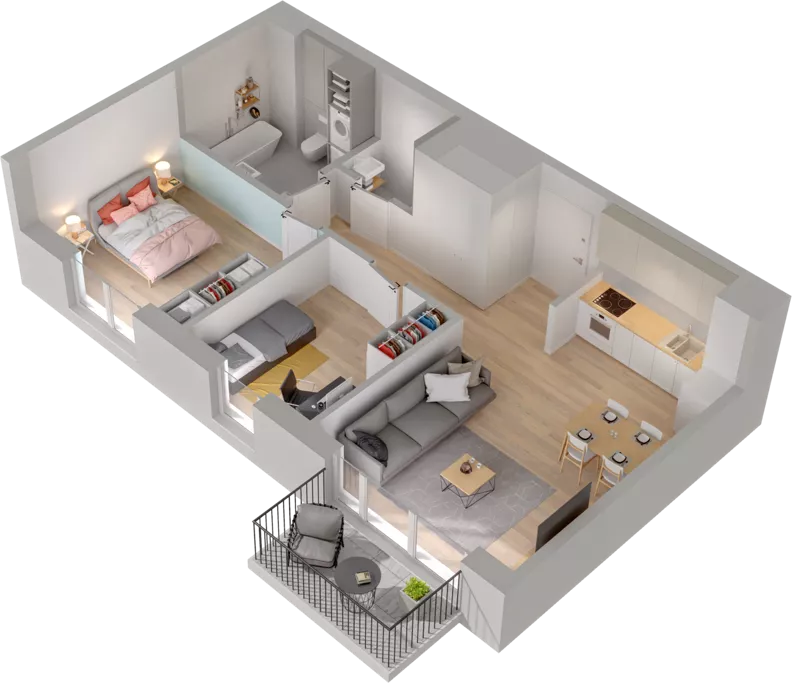 3 pokoje, mieszkanie 54,46 m², piętro 2, oferta nr WW/B5/32, Welocity Wiczlino, Gdynia, Chwarzno-Wiczlino, ul. Jana Kazimierza