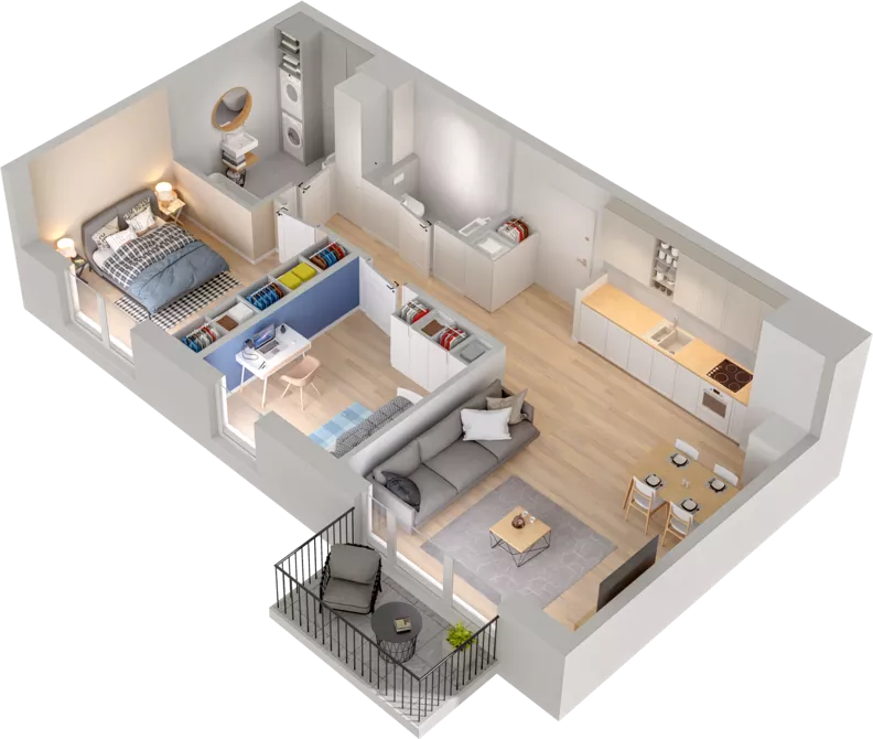 3 pokoje, mieszkanie 59,06 m², piętro 2, oferta nr WW/B5/36, Welocity Wiczlino, Gdynia, Chwarzno-Wiczlino, ul. Jana Kazimierza