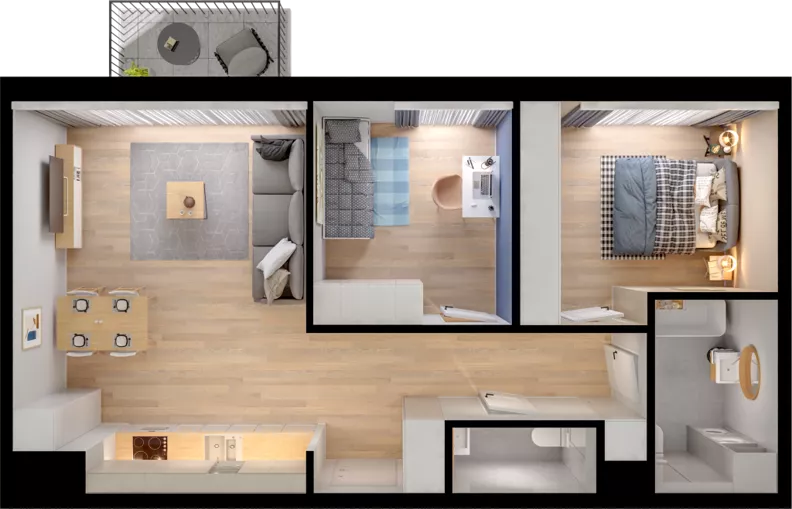 3 pokoje, mieszkanie 59,06 m², piętro 2, oferta nr WW/B5/36, Welocity Wiczlino, Gdynia, Chwarzno-Wiczlino, ul. Jana Kazimierza