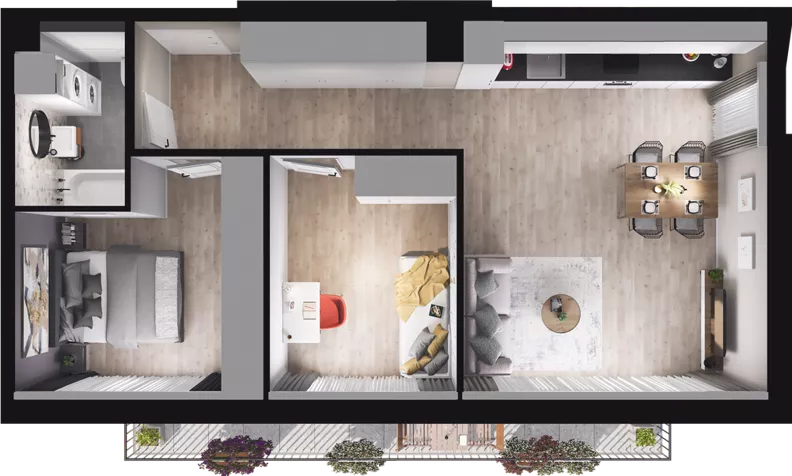 3 pokoje, mieszkanie 62,50 m², piętro 1, oferta nr WW/B1/7, Welocity Wiczlino, Gdynia, Chwarzno-Wiczlino, ul. Jana Kazimierza