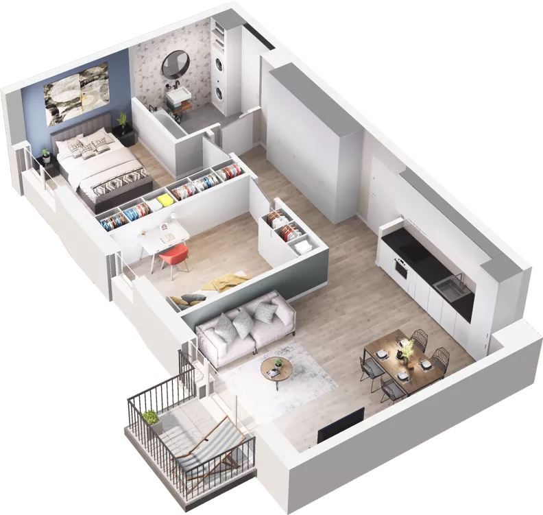 3 pokoje, mieszkanie 61,44 m², piętro 3, oferta nr WW/B2/40, Welocity Wiczlino, Gdynia, Chwarzno-Wiczlino, ul. Jana Kazimierza