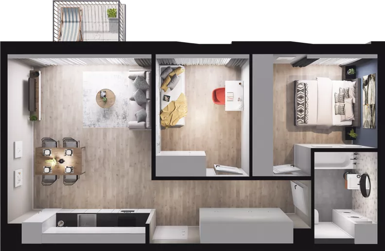 3 pokoje, mieszkanie 61,44 m², piętro 3, oferta nr WW/B2/40, Welocity Wiczlino, Gdynia, Chwarzno-Wiczlino, ul. Jana Kazimierza