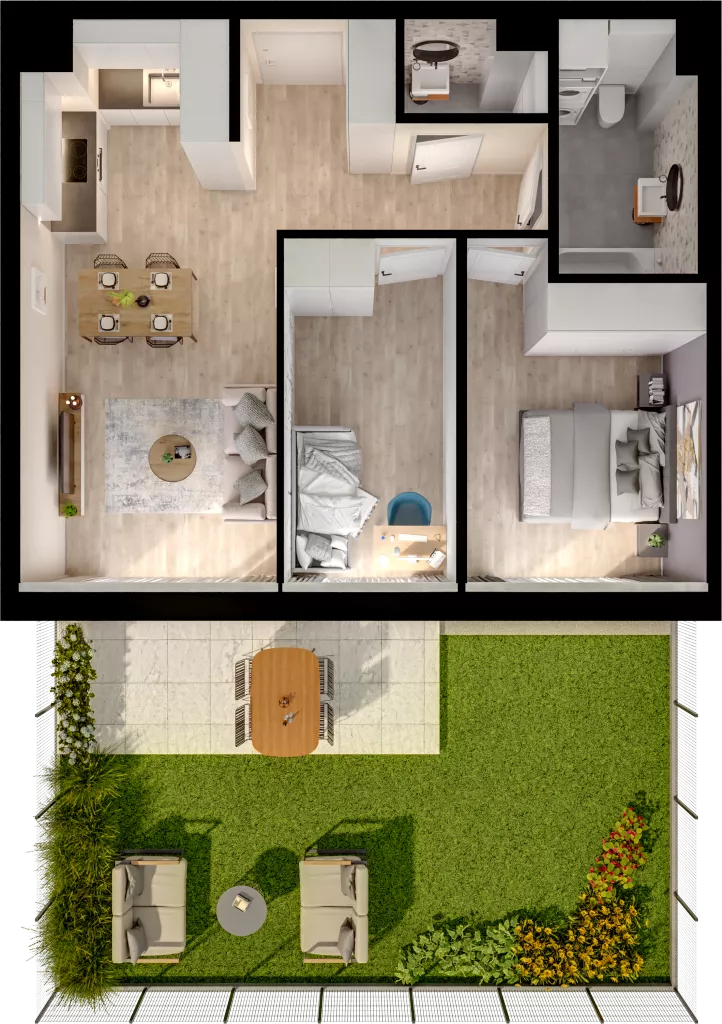 3 pokoje, mieszkanie 54,44 m², parter, oferta nr WO/P33/2, Wiszące Ogrody, Gdańsk, Jasień, Kiełpinek, ul. Przytulna