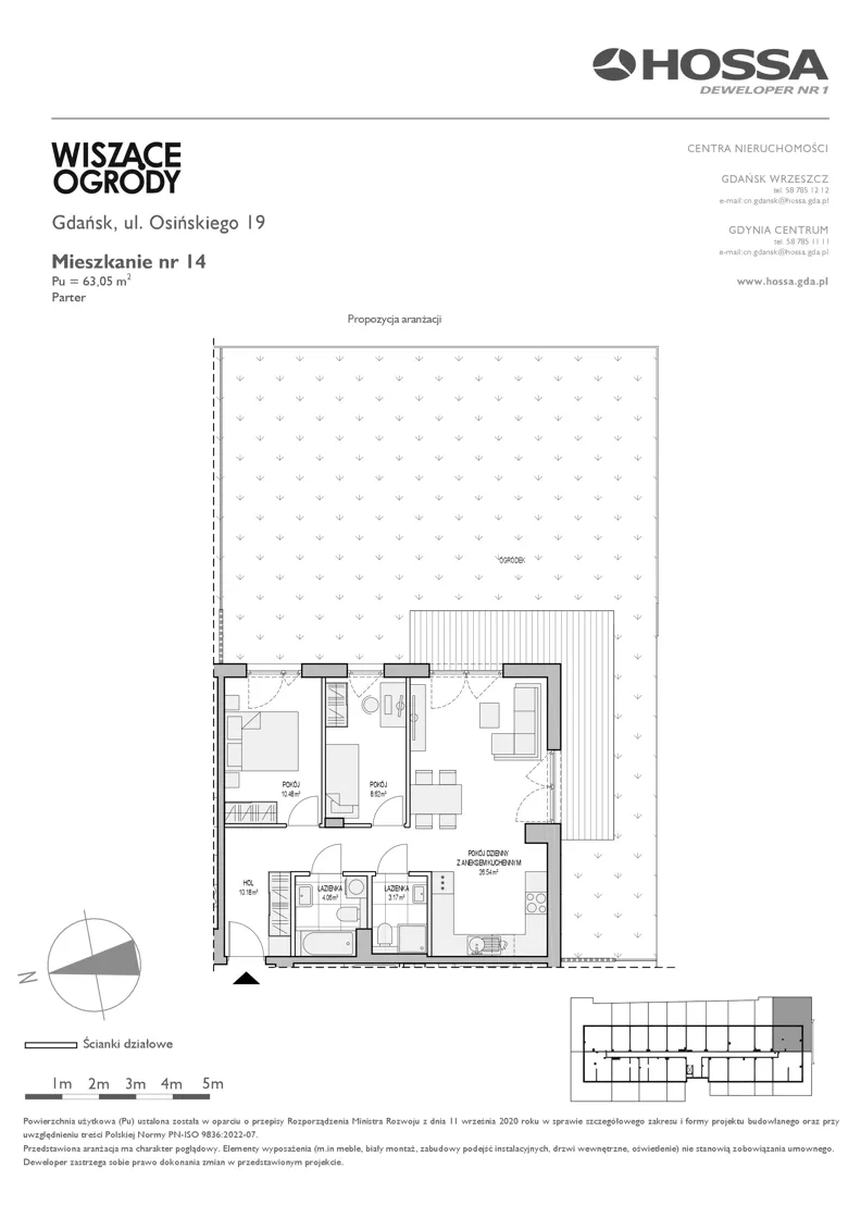 3 pokoje, mieszkanie 63,05 m², parter, oferta nr WO/O19/14, Wiszące Ogrody, Gdańsk, Jasień, Kiełpinek, ul. Przytulna