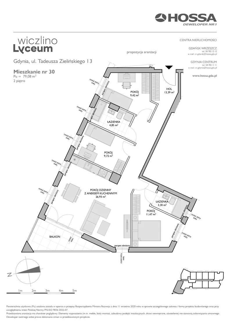 4 pokoje, mieszkanie 78,79 m², piętro 2, oferta nr WL/Z13/30, Wiczlino Lyceum, Gdynia, Chwarzno-Wiczlino, Wiczlino, ul. Danusi 31