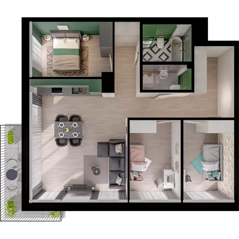 4 pokoje, mieszkanie 74,84 m², piętro 1, oferta nr CCW/S18/12, Centrum Chwarzno - Wiczlino , Gdynia, Chwarzno-Wiczlino, ul. Fregatowa