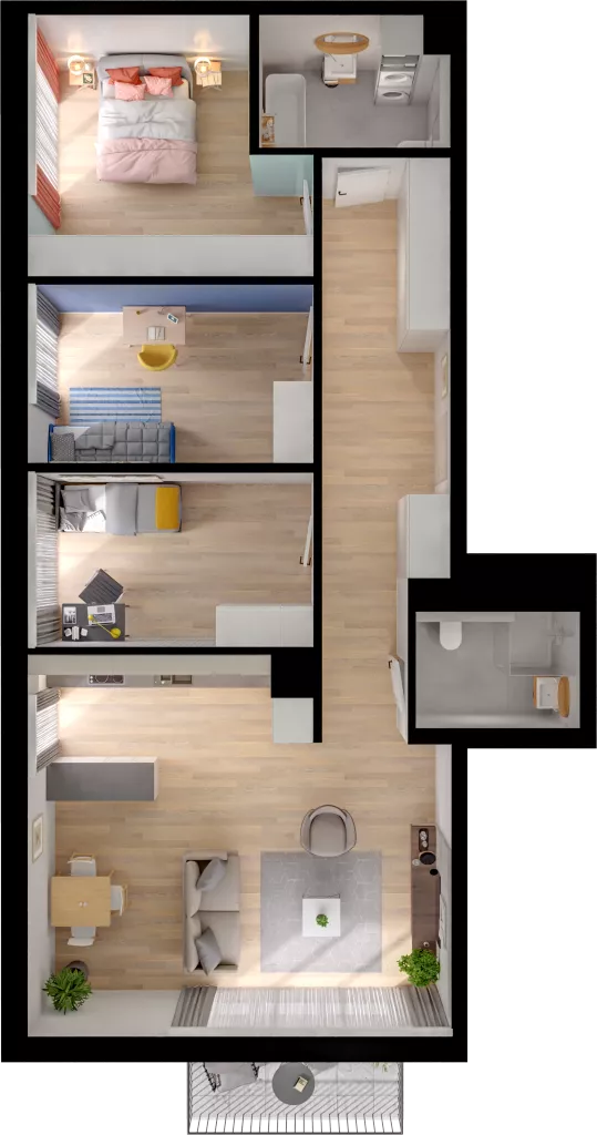 4 pokoje, mieszkanie 82,78 m², piętro 1, oferta nr WW/B4/16, Welocity Wiczlino, Gdynia, Chwarzno-Wiczlino, ul. Jana Kazimierza