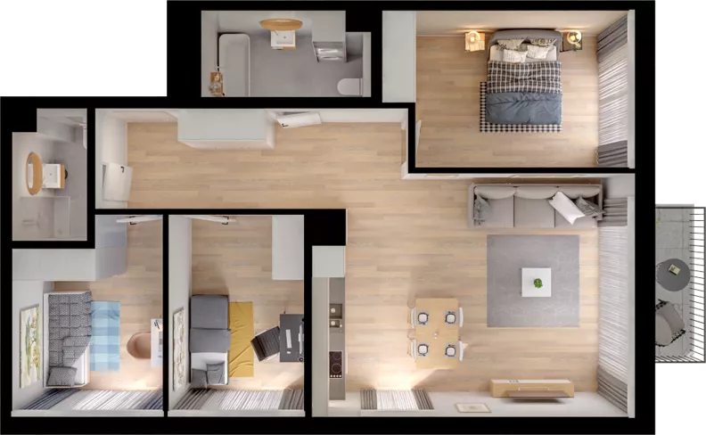 4 pokoje, mieszkanie 74,57 m², piętro 2, oferta nr WW/B5/27, Welocity Wiczlino, Gdynia, Chwarzno-Wiczlino, ul. Jana Kazimierza