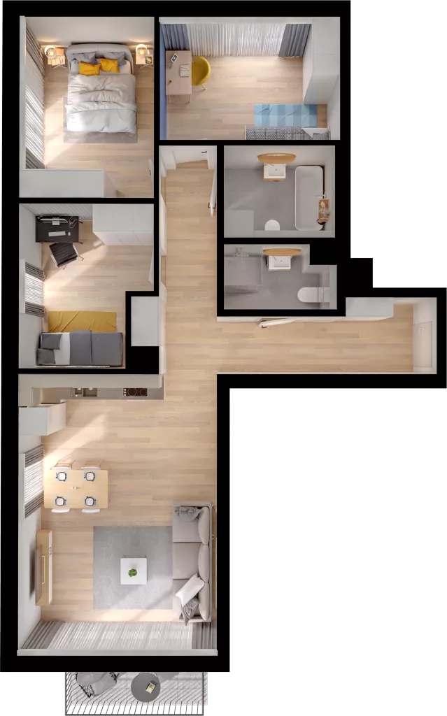 4 pokoje, mieszkanie 73,46 m², piętro 2, oferta nr WW/B5/33, Welocity Wiczlino, Gdynia, Chwarzno-Wiczlino, ul. Jana Kazimierza