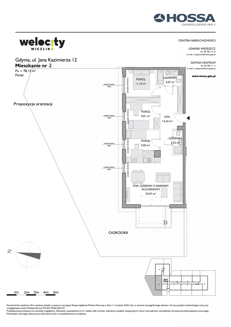 4 pokoje, mieszkanie 78,13 m², parter, oferta nr WW/JK12/2, Welocity Wiczlino, Gdynia, Chwarzno-Wiczlino, ul. Jana Kazimierza