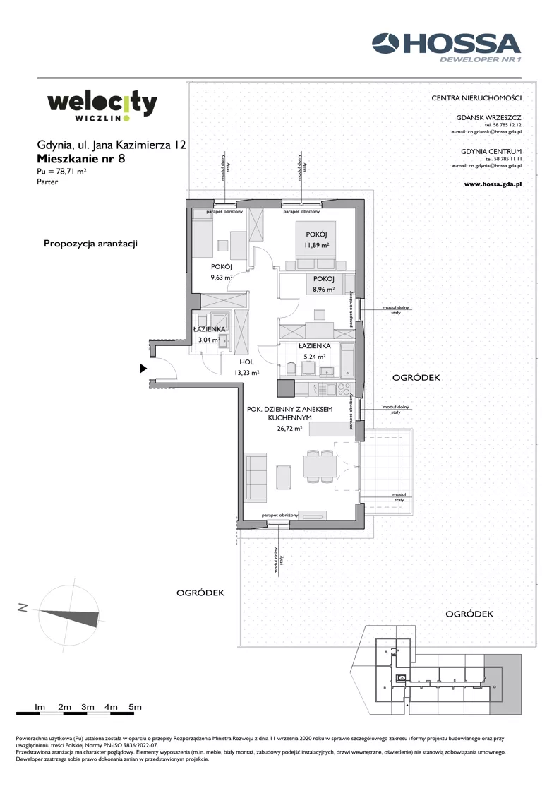 4 pokoje, mieszkanie 78,71 m², parter, oferta nr WW/JK12/8, Welocity Wiczlino, Gdynia, Chwarzno-Wiczlino, ul. Jana Kazimierza