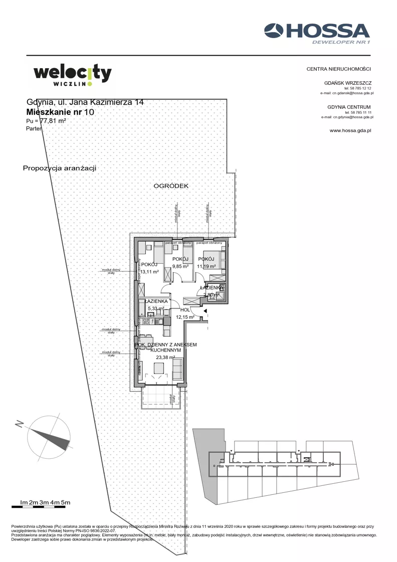 4 pokoje, mieszkanie 77,81 m², parter, oferta nr WW/JK14/10, Welocity Wiczlino, Gdynia, Chwarzno-Wiczlino, ul. Jana Kazimierza