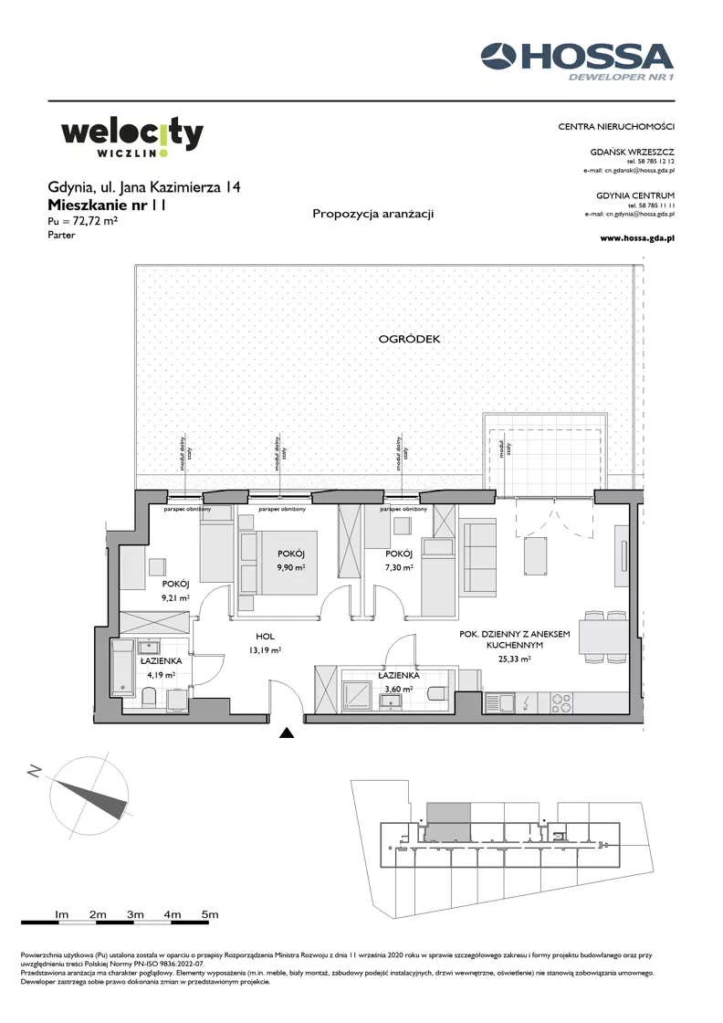 4 pokoje, mieszkanie 72,72 m², parter, oferta nr WW/JK14/11, Welocity Wiczlino, Gdynia, Chwarzno-Wiczlino, ul. Jana Kazimierza