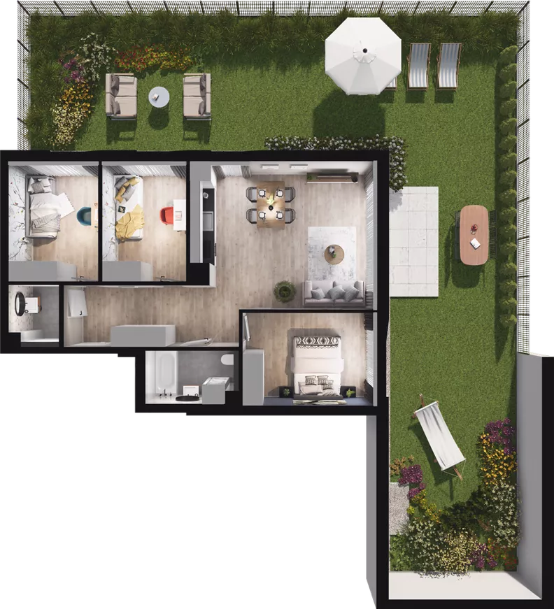 4 pokoje, mieszkanie 74,57 m², parter, oferta nr WW/B1/3, Welocity Wiczlino, Gdynia, Chwarzno-Wiczlino, ul. Jana Kazimierza
