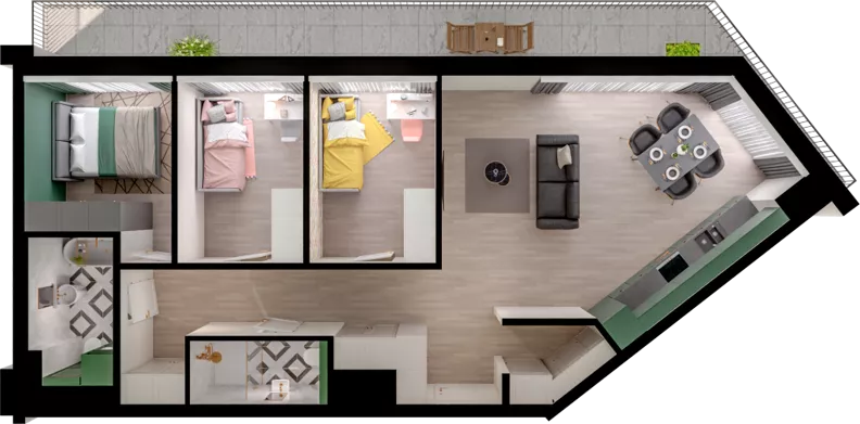 4 pokoje, mieszkanie 77,06 m², piętro 5, oferta nr WO/P3/70, Wiszące Ogrody, Gdańsk, Jasień, Kiełpinek, ul. Przytulna