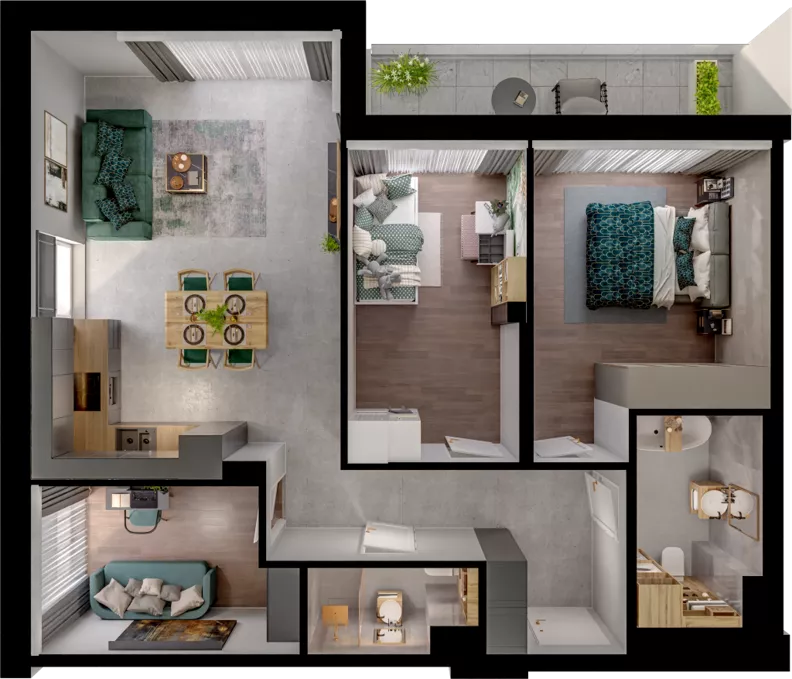 4 pokoje, mieszkanie 71,18 m², parter, oferta nr WO/P31/4, Wiszące Ogrody, Gdańsk, Jasień, Kiełpinek, ul. Przytulna