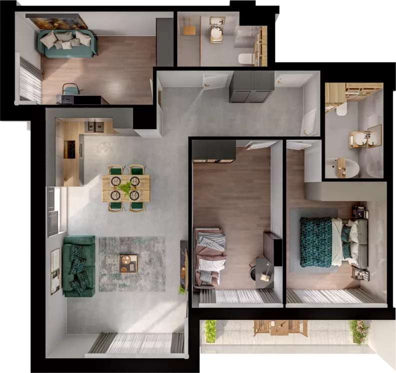 4 pokoje, mieszkanie 84,75 m², piętro 3, oferta nr WO/P31/42, Wiszące Ogrody, Gdańsk, Jasień, Kiełpinek, ul. Przytulna
