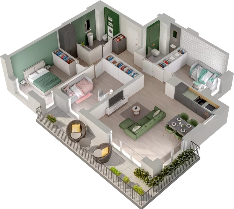 4 pokoje, mieszkanie 79,49 m², piętro 1, oferta nr WO/P3/17, Wiszące Ogrody, Gdańsk, Jasień, Kiełpinek, ul. Przytulna