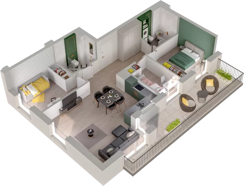 4 pokoje, mieszkanie 70,80 m², piętro 1, oferta nr WO/P3/22, Wiszące Ogrody, Gdańsk, Jasień, Kiełpinek, ul. Przytulna