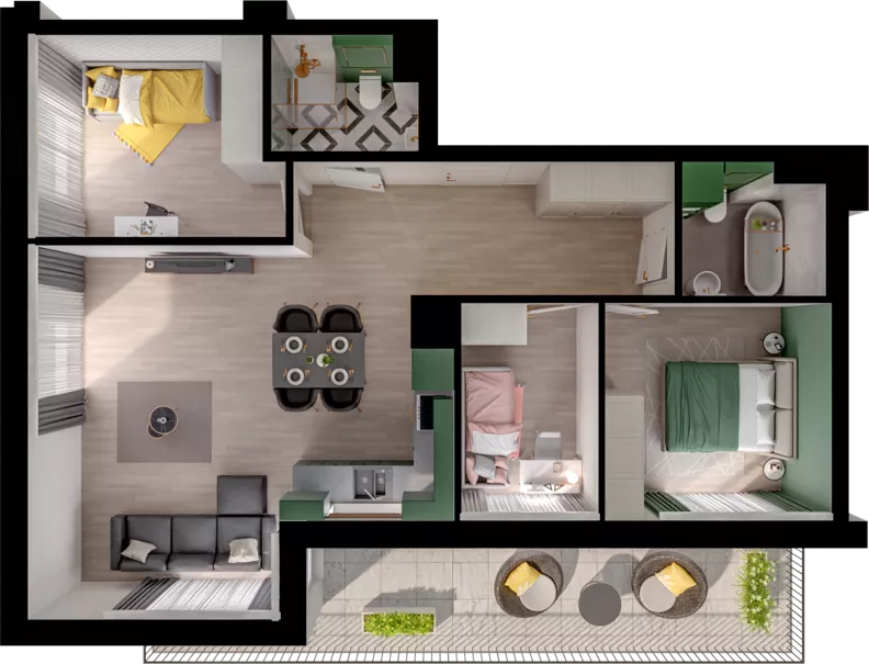 4 pokoje, mieszkanie 70,80 m², piętro 1, oferta nr WO/P3/22, Wiszące Ogrody, Gdańsk, Jasień, Kiełpinek, ul. Przytulna