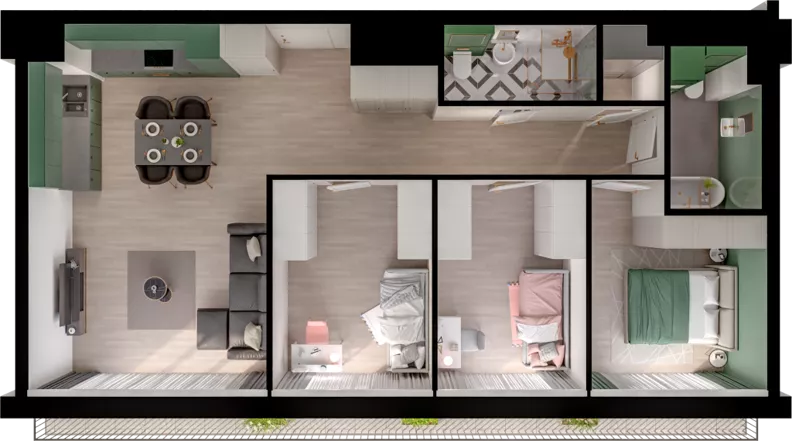 4 pokoje, mieszkanie 79,44 m², piętro 5, oferta nr WO/P3/66, Wiszące Ogrody, Gdańsk, Jasień, Kiełpinek, ul. Przytulna
