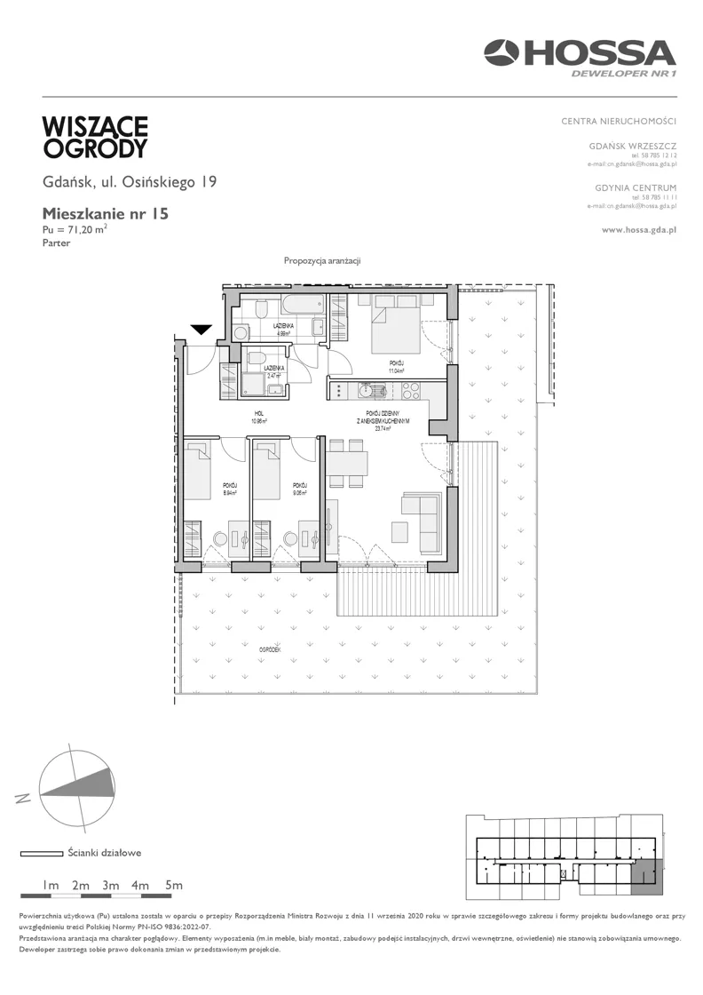 4 pokoje, mieszkanie 71,20 m², parter, oferta nr WO/O19/15, Wiszące Ogrody, Gdańsk, Jasień, Kiełpinek, ul. Przytulna