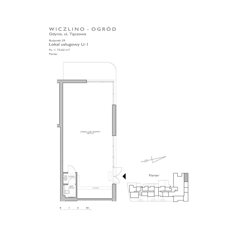 Lokal użytkowy 73,58 m², oferta nr W-O/US/T33/A/35, Wiczlino-Ogród - lokale użytkowe, Gdynia, Chwarzno-Wiczlino, ul. Felińskiego / Tęczowa