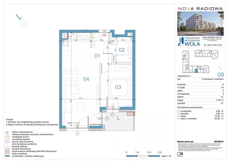 2 pokoje, mieszkanie 45,66 m², piętro 2, oferta nr A09, NOVA RADIOWA, Warszawa, Bemowo, Bemowo-Lotnisko, ul. Wrocławska róg Radiowej