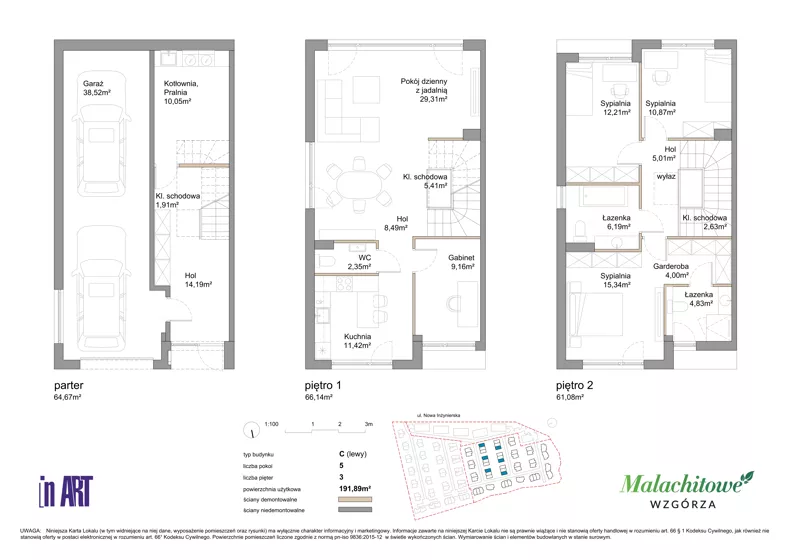 Dom 191,89 m², oferta nr 30B, Malachitowe Wzgórza etap III, Gdańsk, Kokoszki, ul. Malachitowa