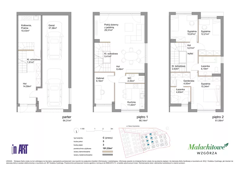 Dom 193,62 m², oferta nr 32A2, Malachitowe Wzgórza etap IV, Gdańsk, Kokoszki, ul. Malachitowa
