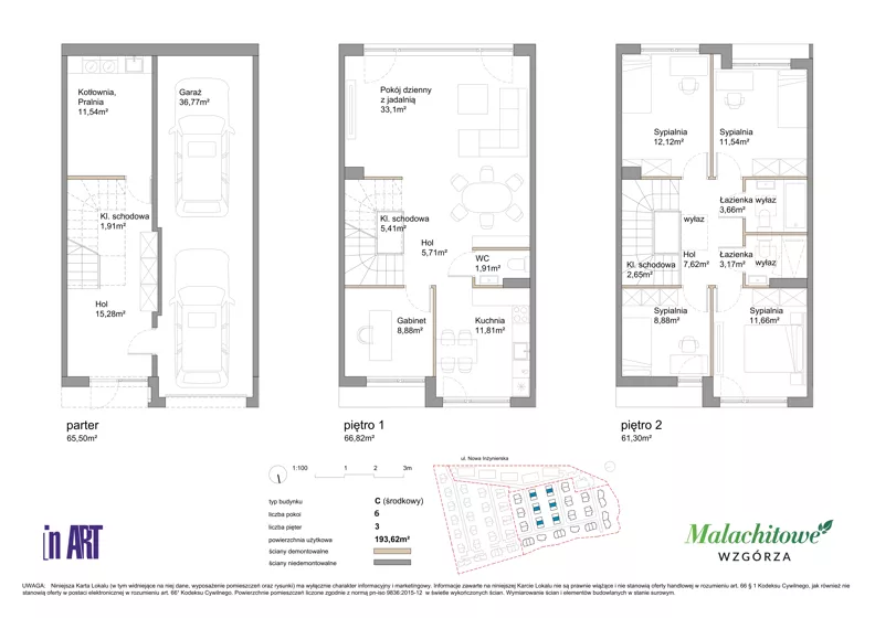 Dom 191,53 m², oferta nr 34A1, Malachitowe Wzgórza etap IV, Gdańsk, Kokoszki, ul. Malachitowa