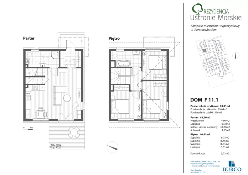 4 pokoje, apartament 83,91 m², parter, oferta nr F11.1, Rezydencja Ustronie Morskie, Ustronie Morskie, ul. Zachodnia
