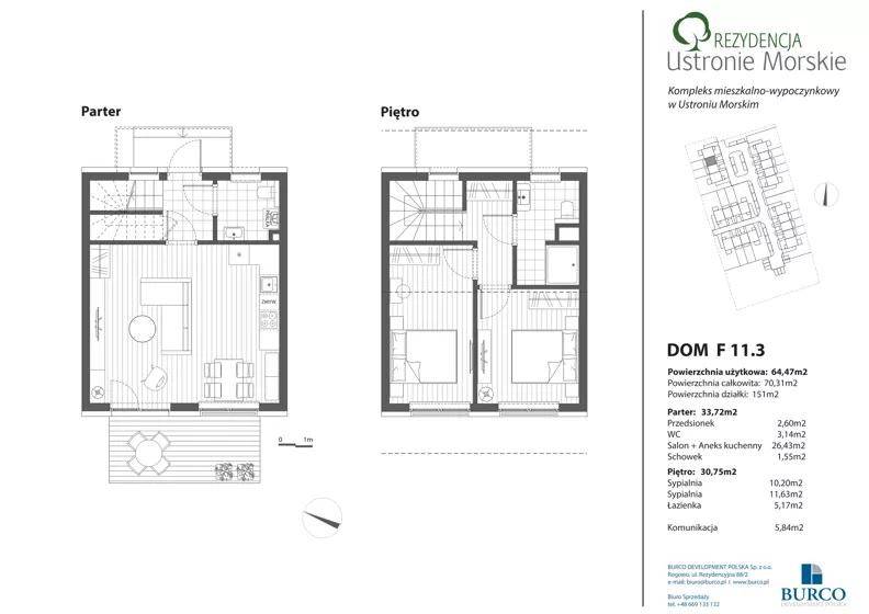 3 pokoje, mieszkanie 64,47 m², parter, oferta nr F11.3, Rezydencja Ustronie Morskie, Ustronie Morskie, ul. Zachodnia