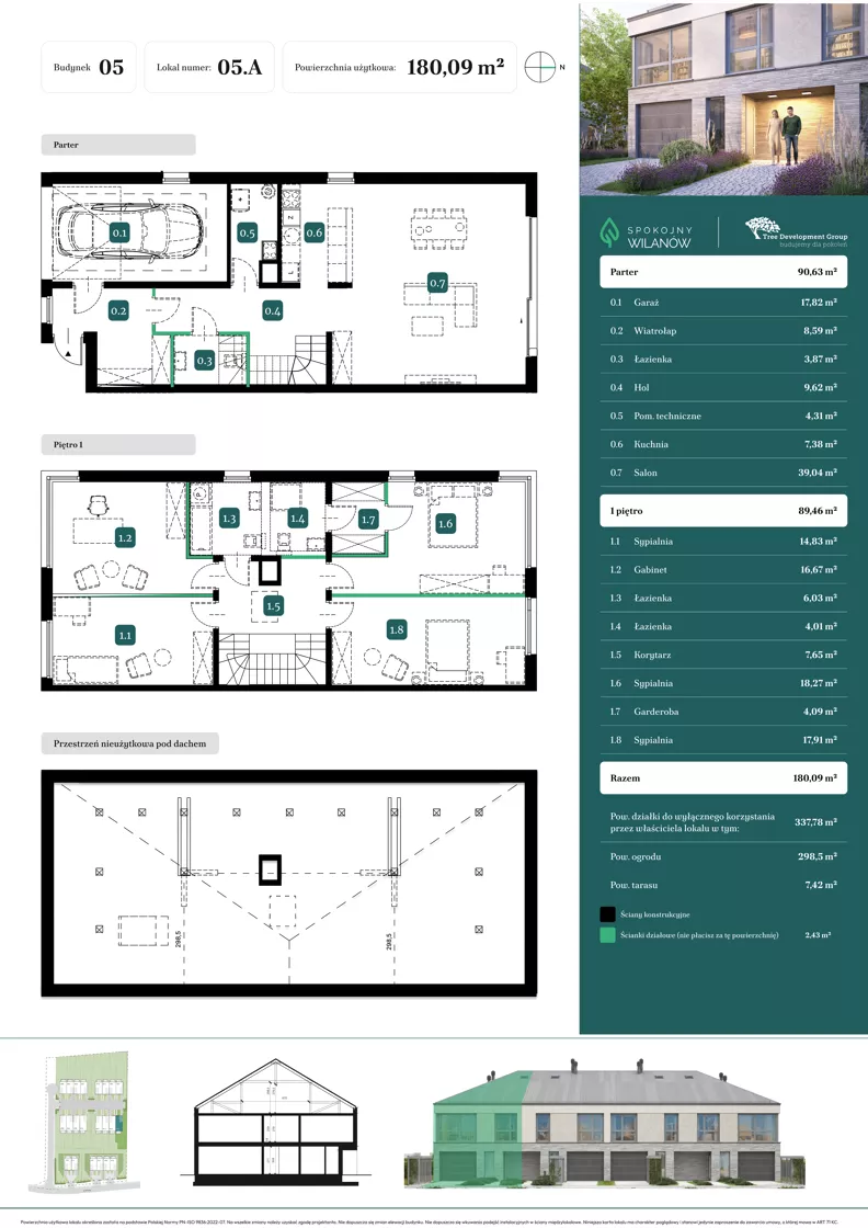 Dom 180,09 m², oferta nr 05.A, Spokojny Wilanów, Warszawa, Wilanów, Zawady, ul. Ruczaj
